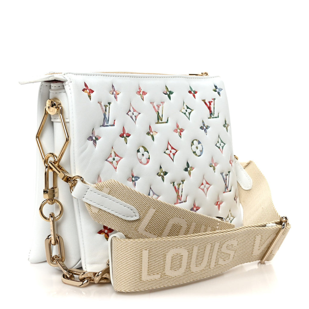 Lambskin Embossed Monogram LV Garden Coussin PM Cream