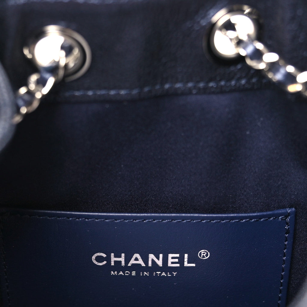 Metallic Caviar Quilted Mini Chanel 25 Handbag Dark Blue