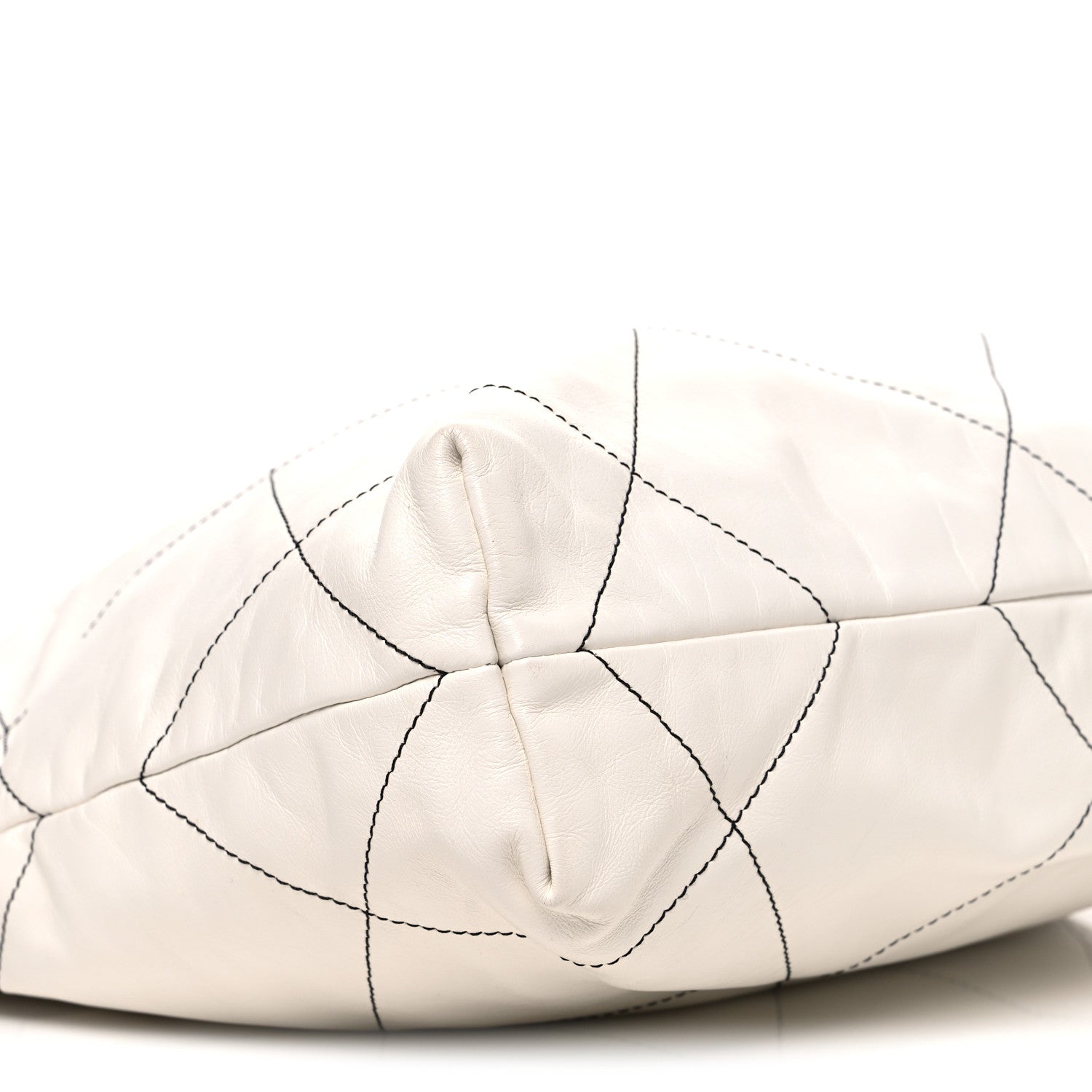 Shiny Calfskin Quilted Small Chanel 22 White Black