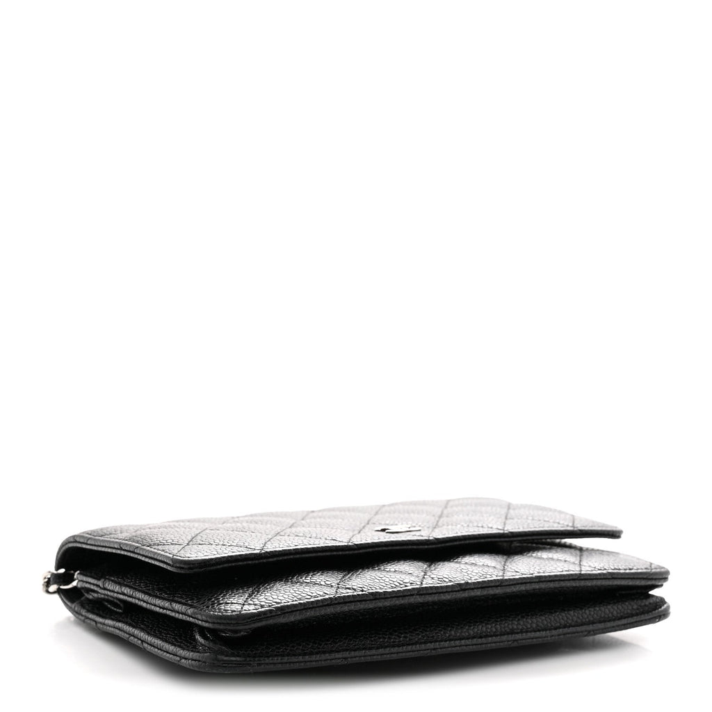 Caviar Quilted Wallet on Chain WOC Black
