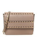 Pebbled Calfskin Rockstud Side Slip Crossbody  Poudre