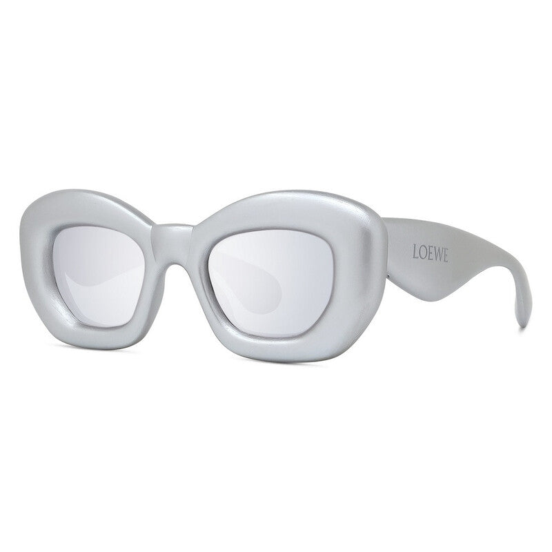 Loewe Sunglasses Cat Eye Full Rim, Metallized Silver Frame and Silver Mirror Lens LW40117I20C