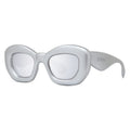 Loewe Sunglasses Cat Eye Full Rim, Metallized Silver Frame and Silver Mirror Lens LW40117I20C