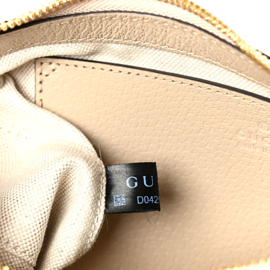 GG Supreme Monogram Textured Dollar Calfskin Small Ophidia Hobo Beige Mystic White Oatmeal