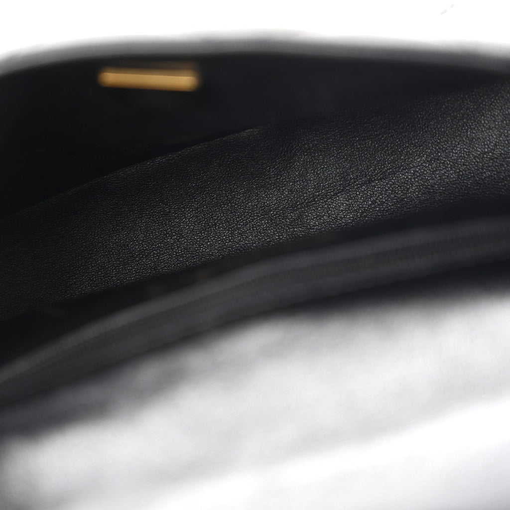 Shiny Lambskin Quilted Mini Sweetheart Flap Black
