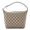 GG Supreme Monogram Textured Calfskin Web Super Mini Ophidia Shoulder Bag Beige Ebony New Acero