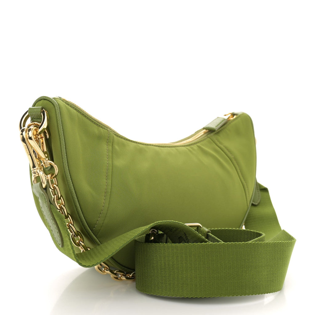Re-Nylon Demi-lune Shoulder Bag Ivy Green