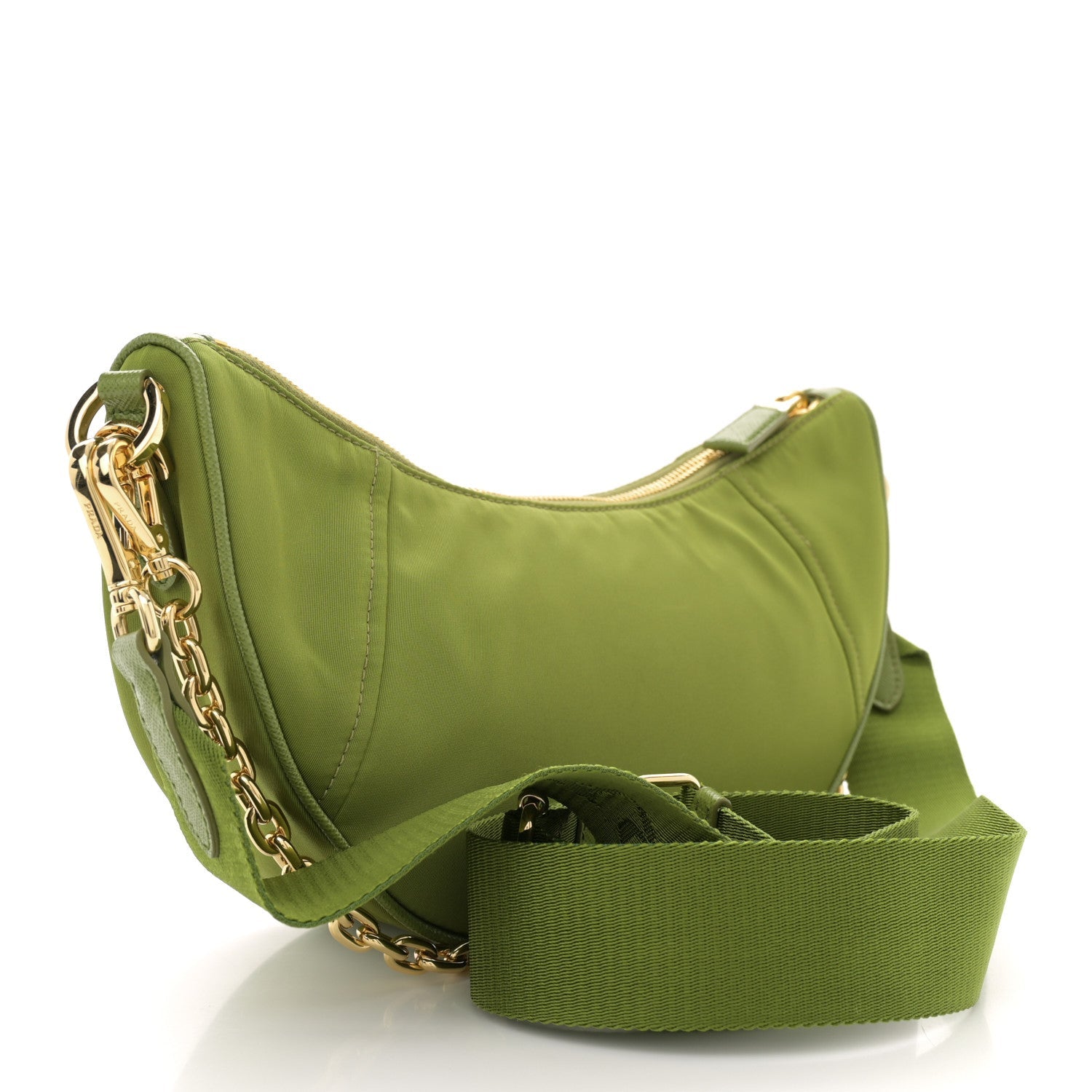 Re-Nylon Demi-lune Shoulder Bag Ivy Green