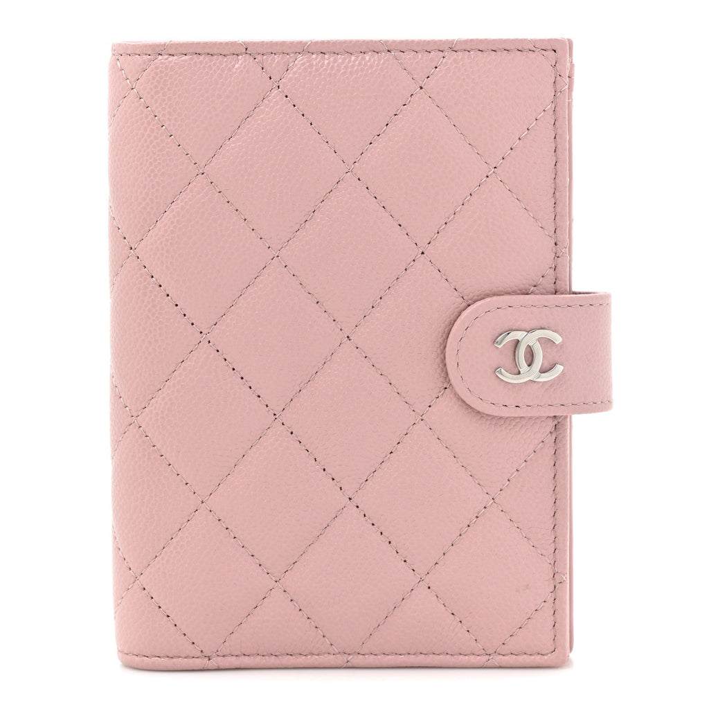 Caviar Quilted Passport Holder Pink