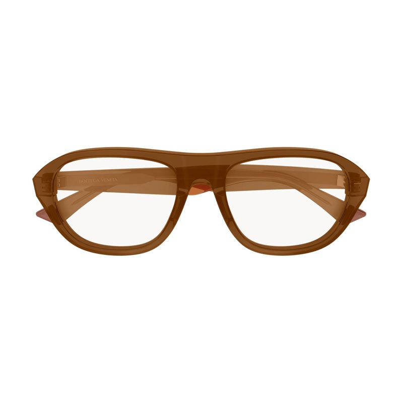 Bottega Veneta Eyeglasses Square Full Rim, Light Brown Frame and Clear Demo Lens Lens BV1131O003