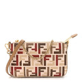 Fabric Jacquard Vitello Grace FF 1974 Baguette Pouch Grezzo Multicolor Soft Gold