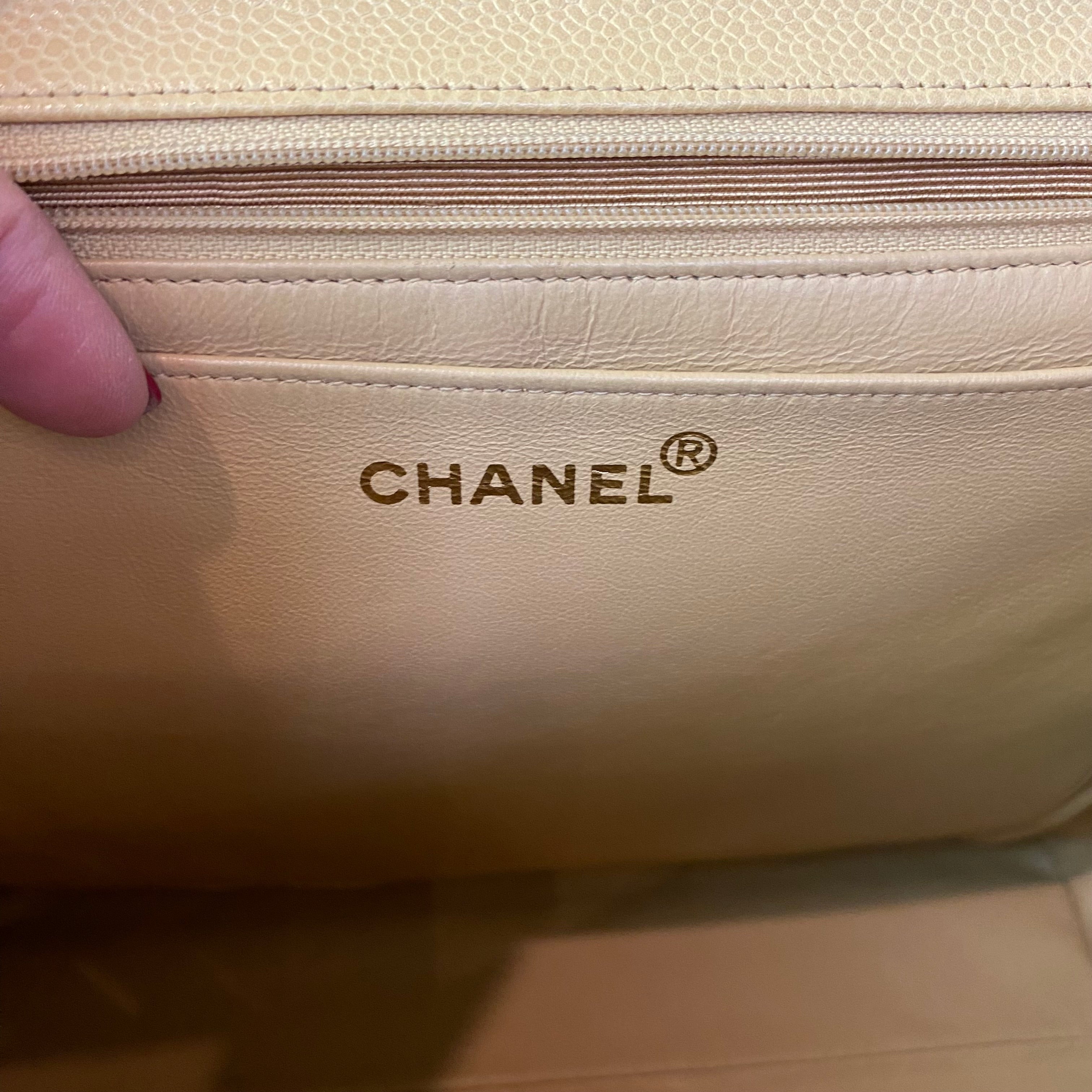 CHANEL “Kelly Bag” Top Handle Satchel Hand Bag Beige