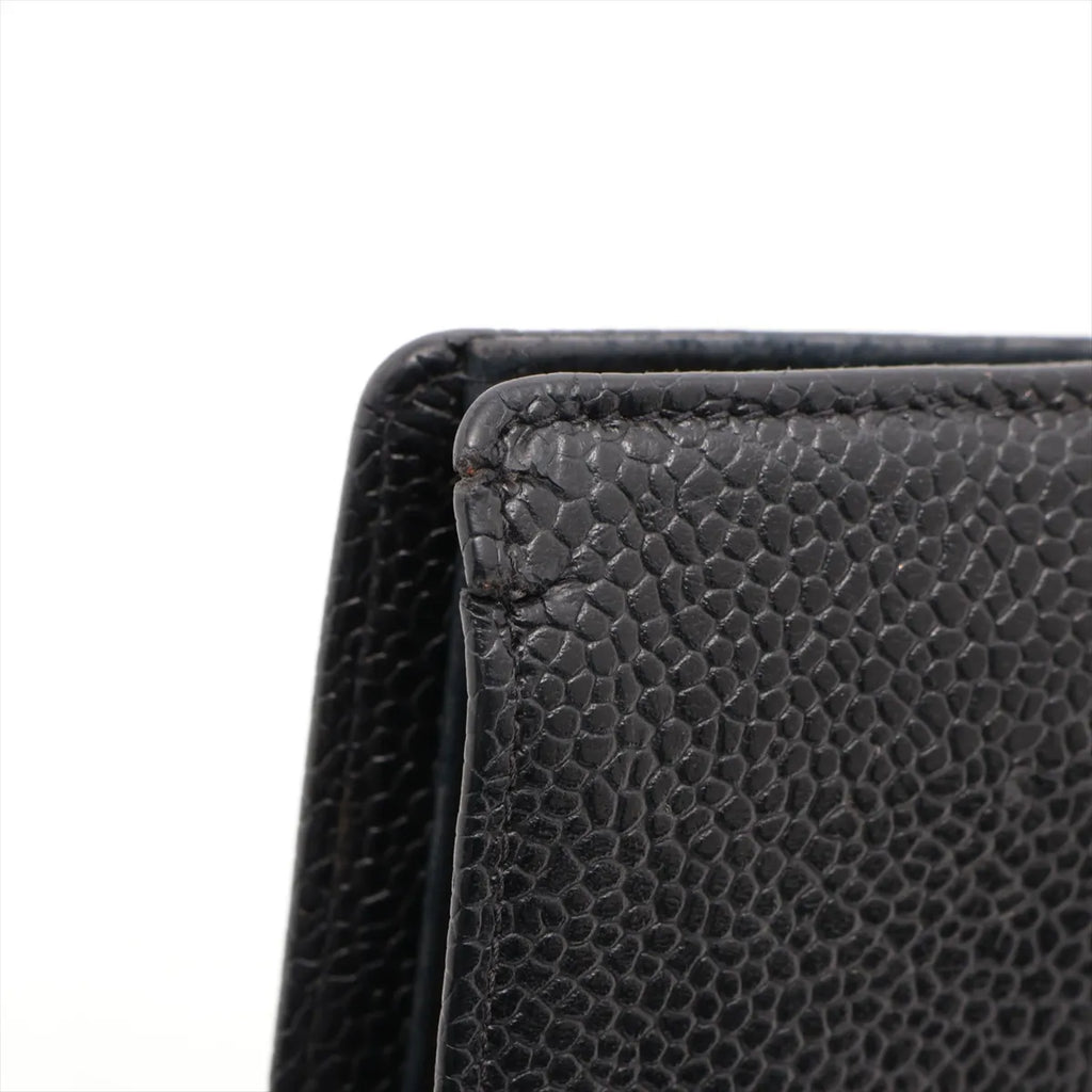 Chanel CC Logo Caviar Skin Long Wallet Black