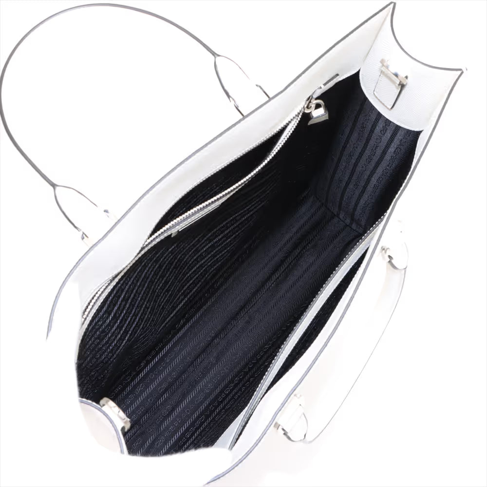 Prada Saffiano Cuir Leather Two-Way Tote Bag White