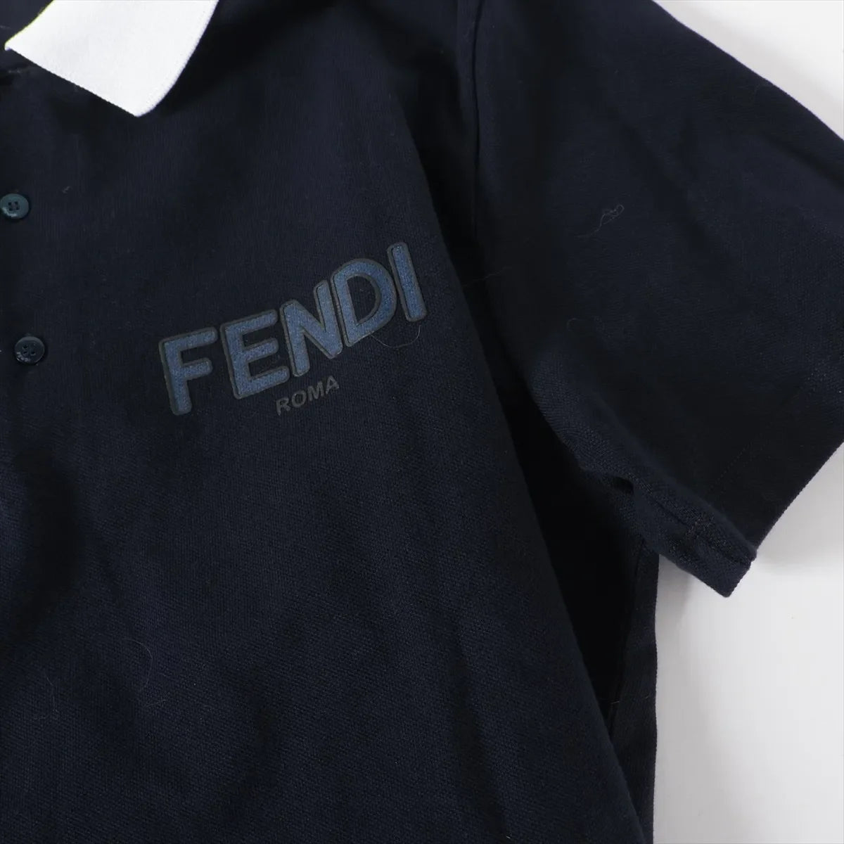 Fendi Cotton Polo Shirt Navy x White