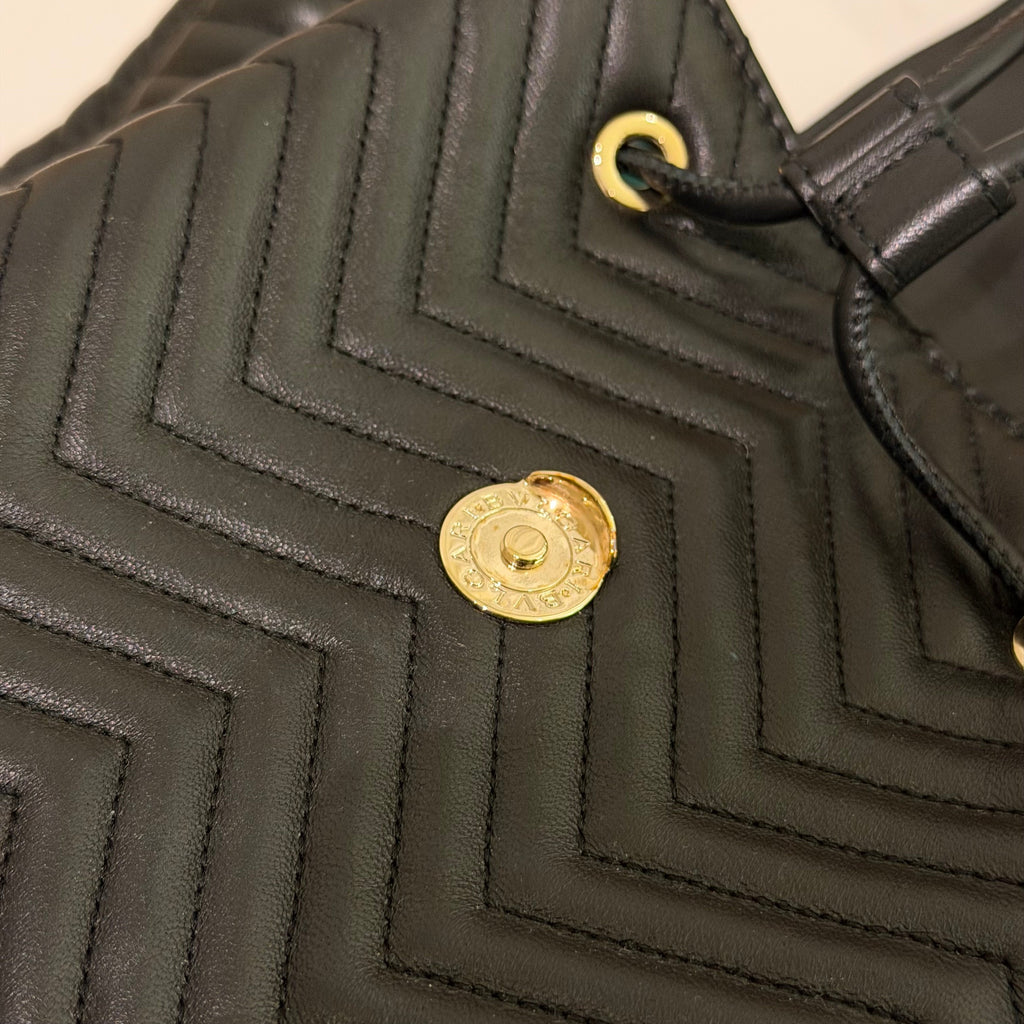 Bvlgari Serpenti Forever Black V-Quilted Enamel Snakehead Backpack
