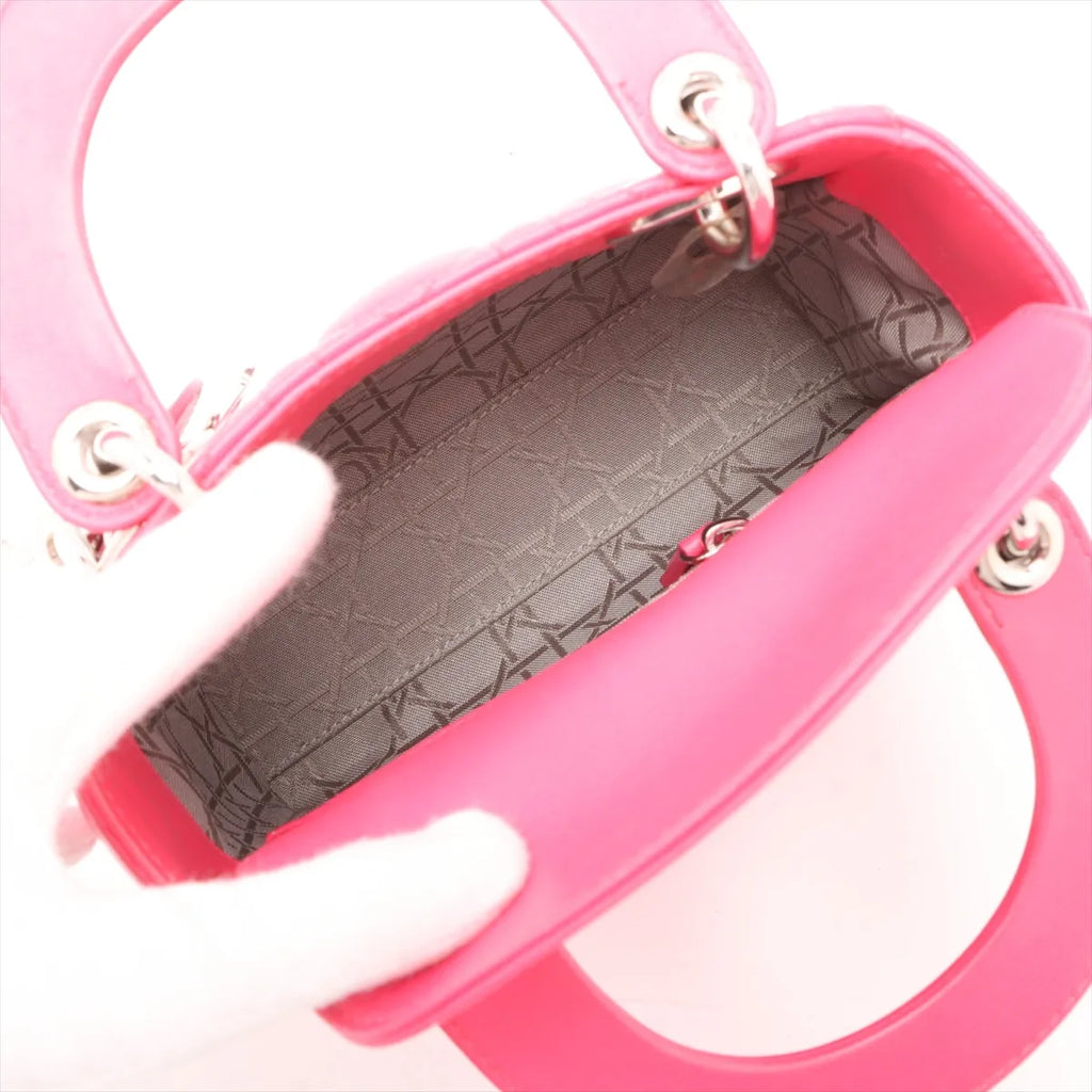 Christian Dior Lady Dior Mini Cannage Leather Two-Way Handbag Hot Pink