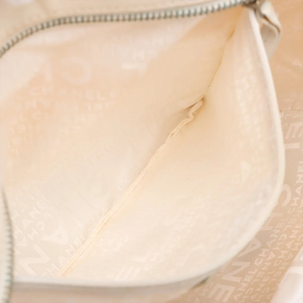 Chanel CC Logo Canvas Leather Handbag White x Pink
