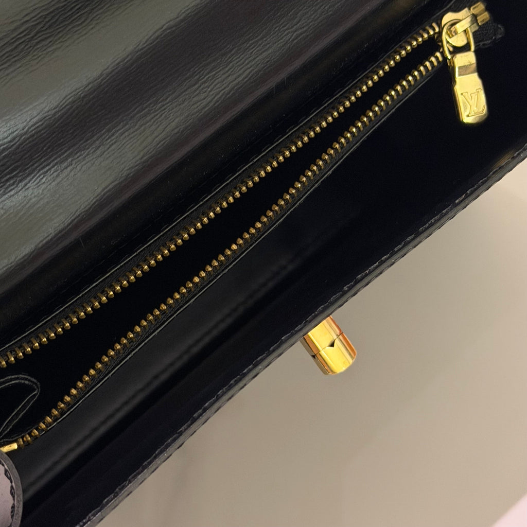 Louis Vuitton Epi Leather Black Top Handle Bag with Gold Hardware (Vintage)