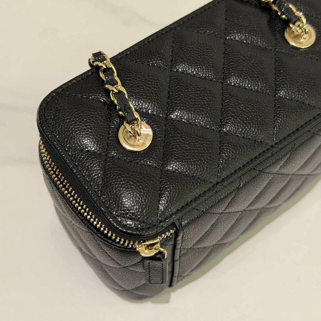 CHANEL Caviar Leather Long Vanity Chain Case