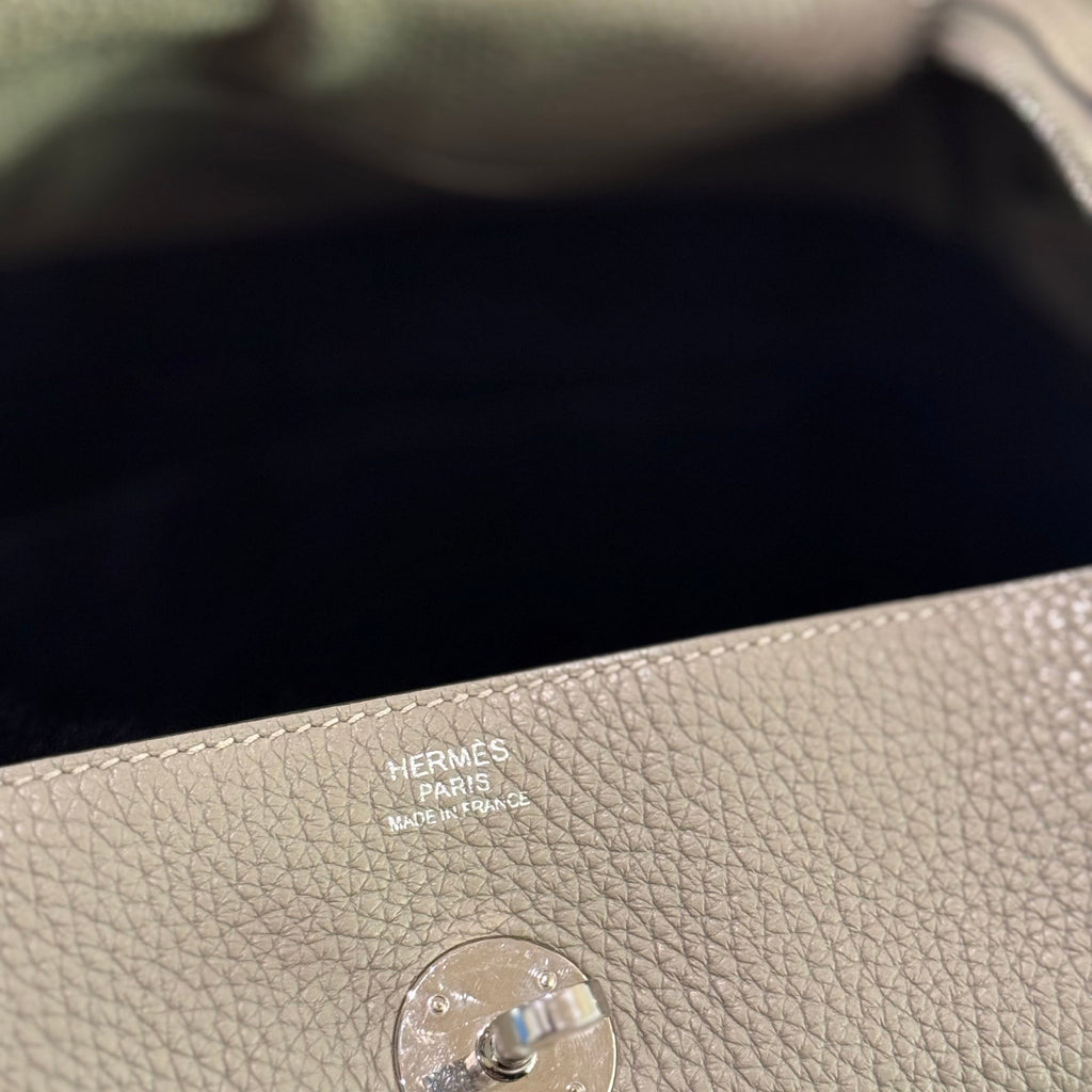 HERMÈS LINDY 30 SAGE GREEN WITH PALLADIUM HARDWARE (STAMP X)