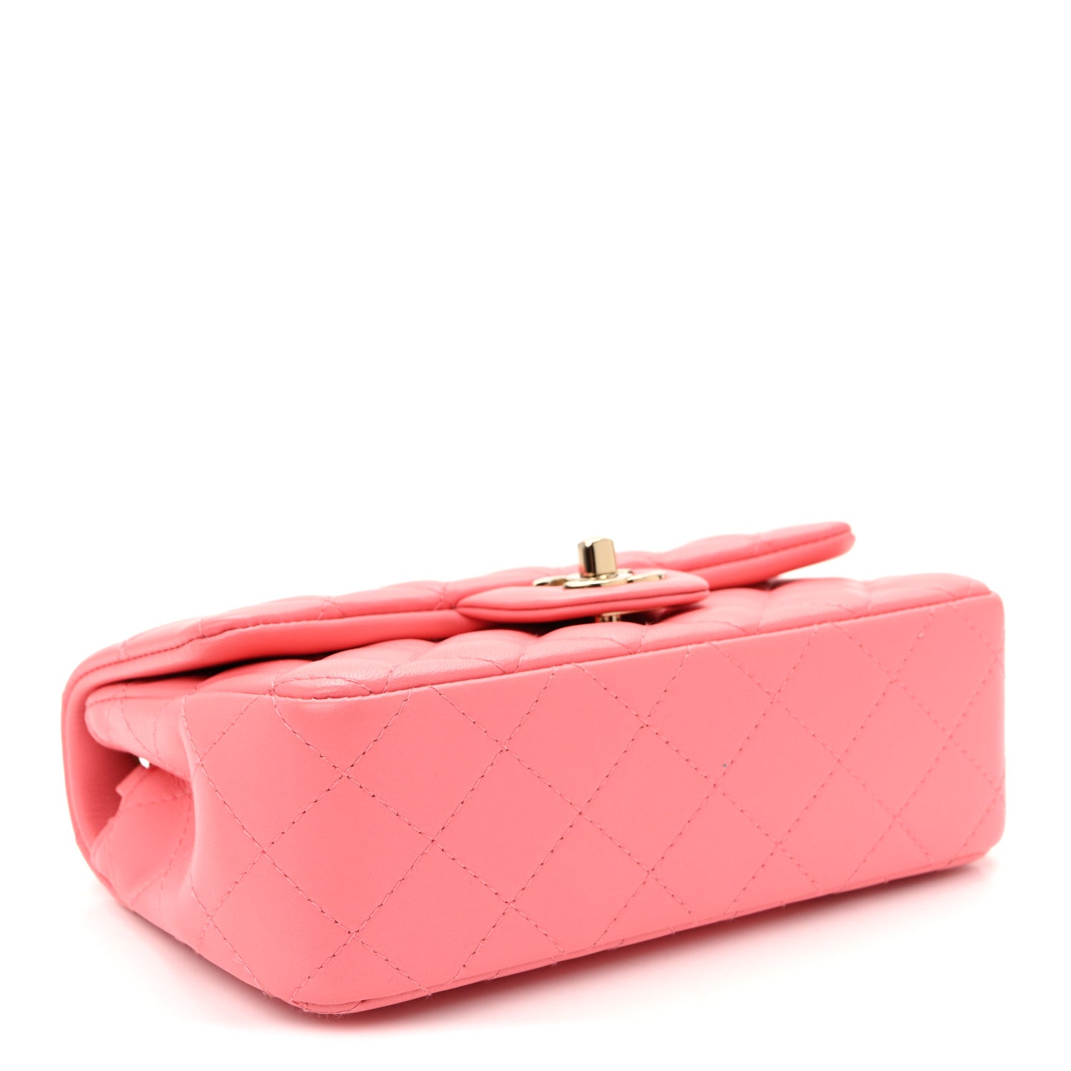 Lambskin Quilted Mini Rectangular Flap Pink
