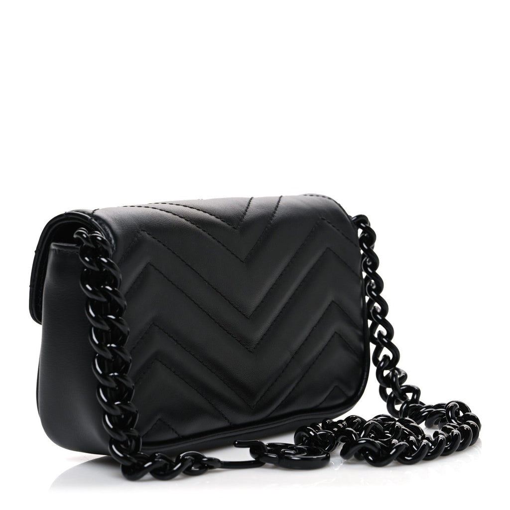 Calfskin Matelasse Monochrome GG Marmont Chain Belt Bag Black