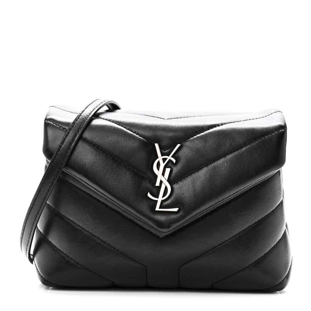 Calfskin Y Quilted Monogram Toy Loulou Crossbody Bag Black