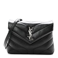 Calfskin Y Quilted Monogram Toy Loulou Crossbody Bag Black