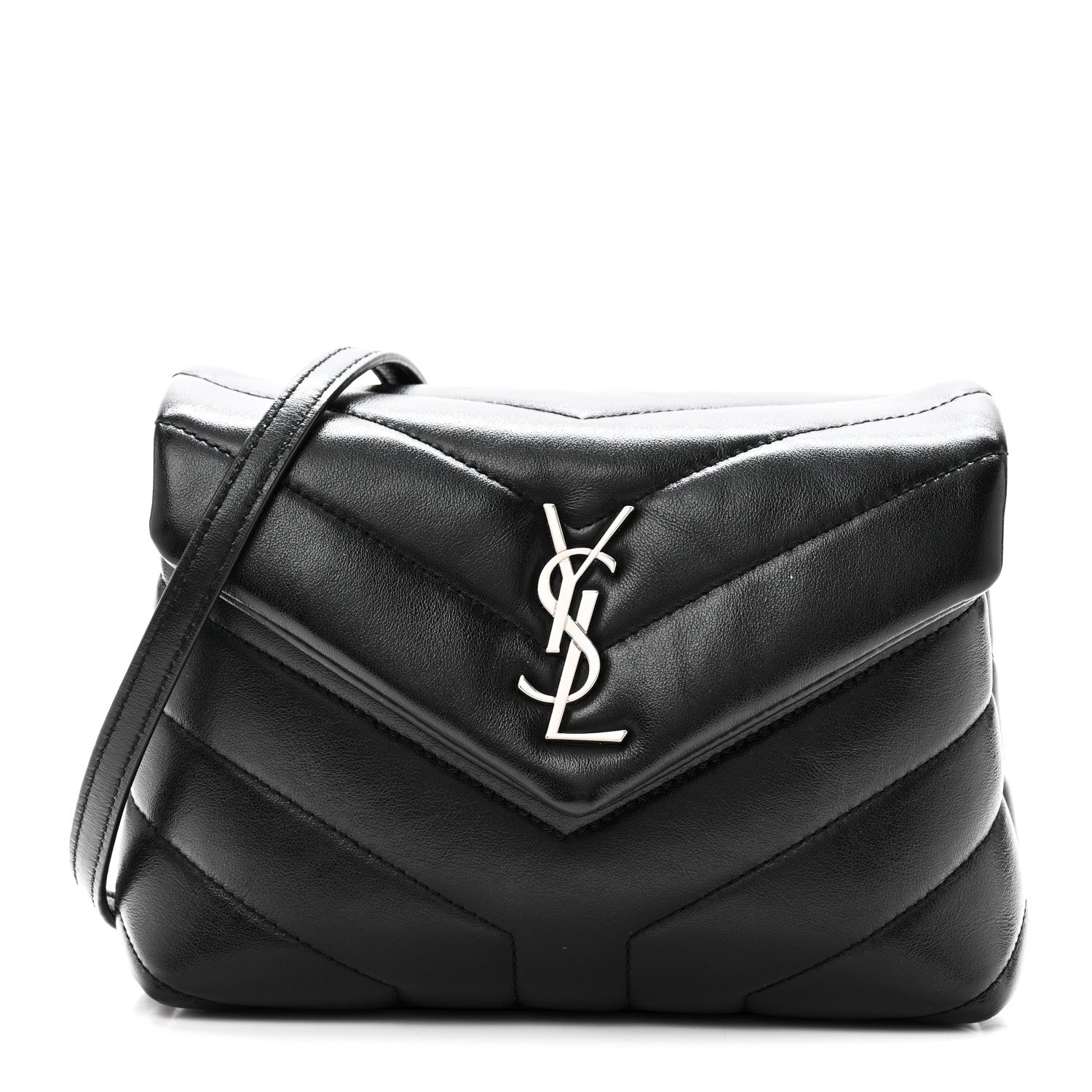 Calfskin Y Quilted Monogram Toy Loulou Crossbody Bag Black
