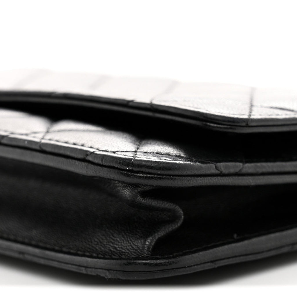 Lambskin Quilted Wallet On Chain WOC Black