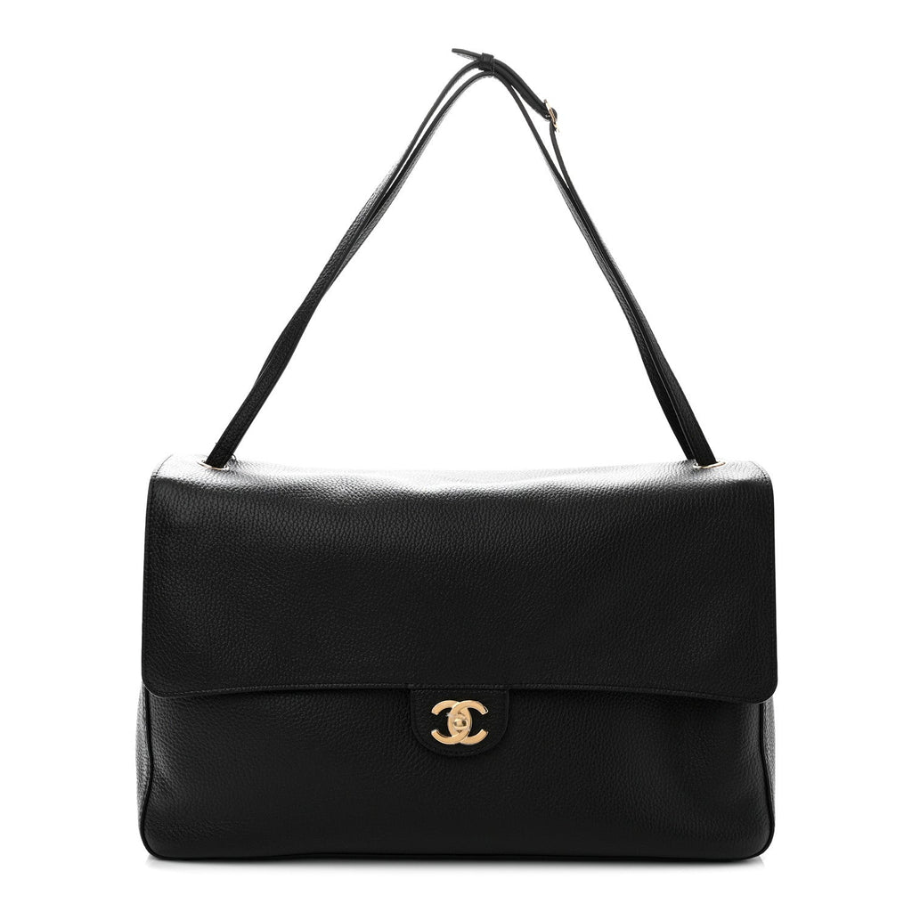 Grained Calfskin Souplissimo Maxi Flap Black