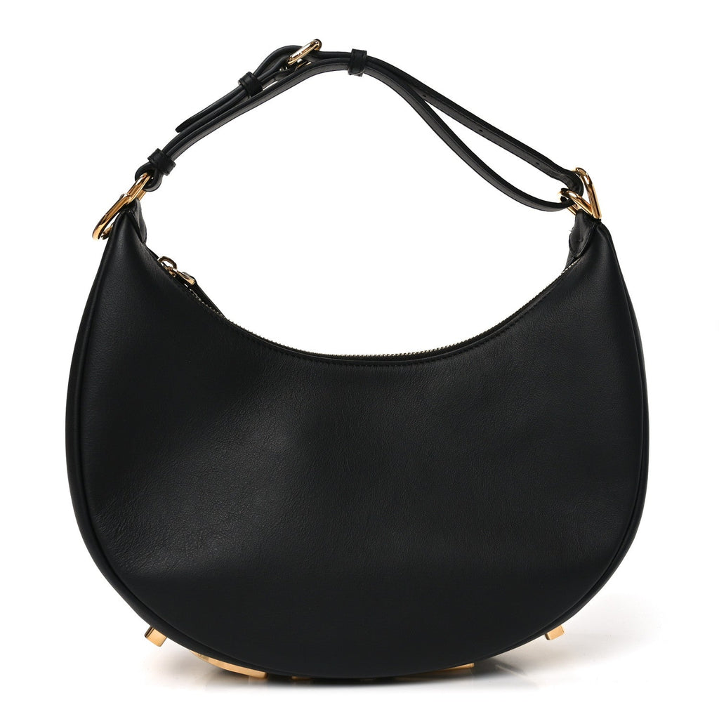 Vitello Grace Matte Small Fendigraphy Hobo Bag Black