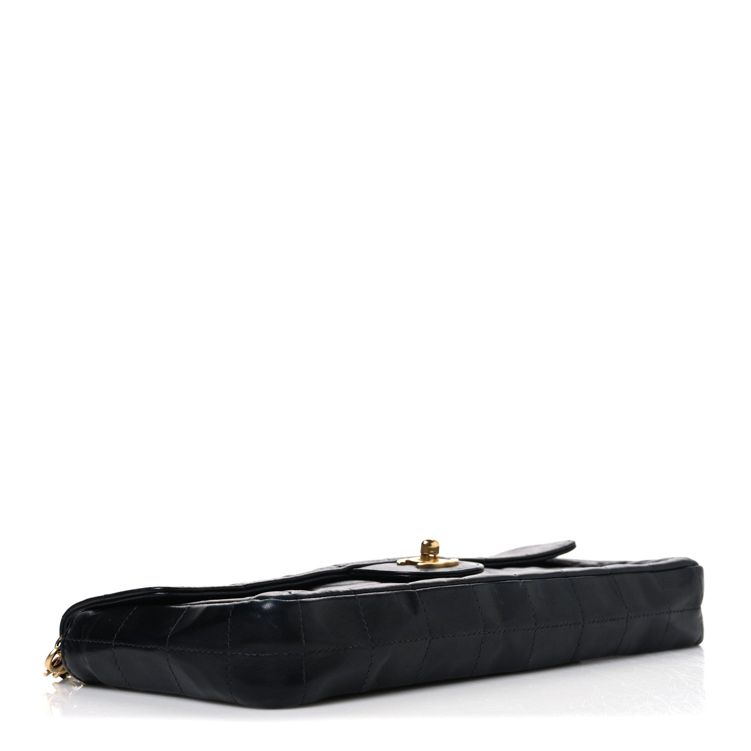 Lambskin East West Chocolate Bar Flap Black