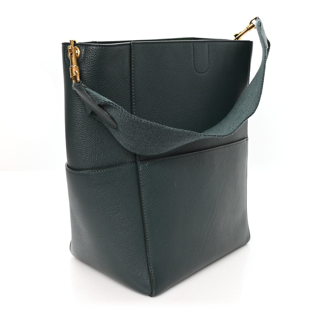 Soft Grained Calfskin Sangle Bucket Bag Amazone