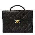 Caviar Quilted Briefcase Laptop Bag Black