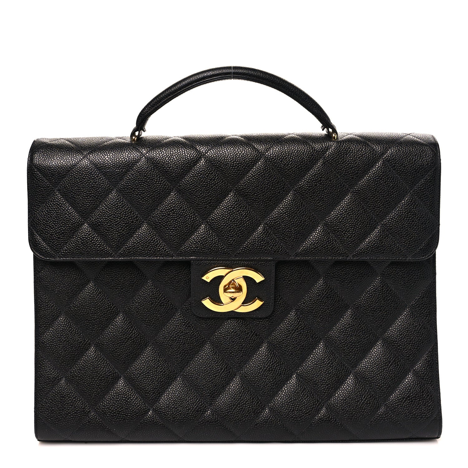 Caviar Quilted Briefcase Laptop Bag Black