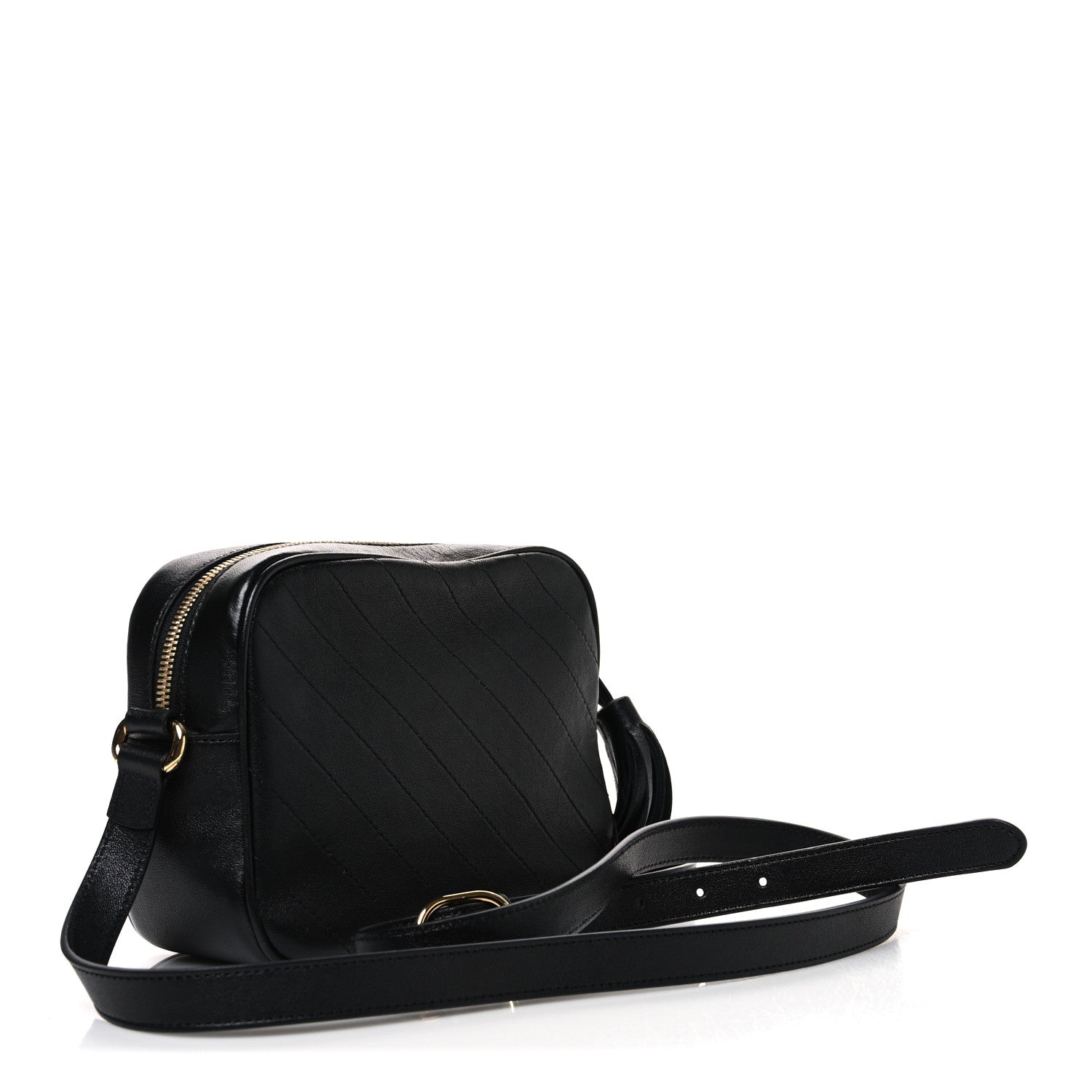 Sakai Be Green Calfskin Diagonal Stitched Small Blondie Shoulder Bag Black