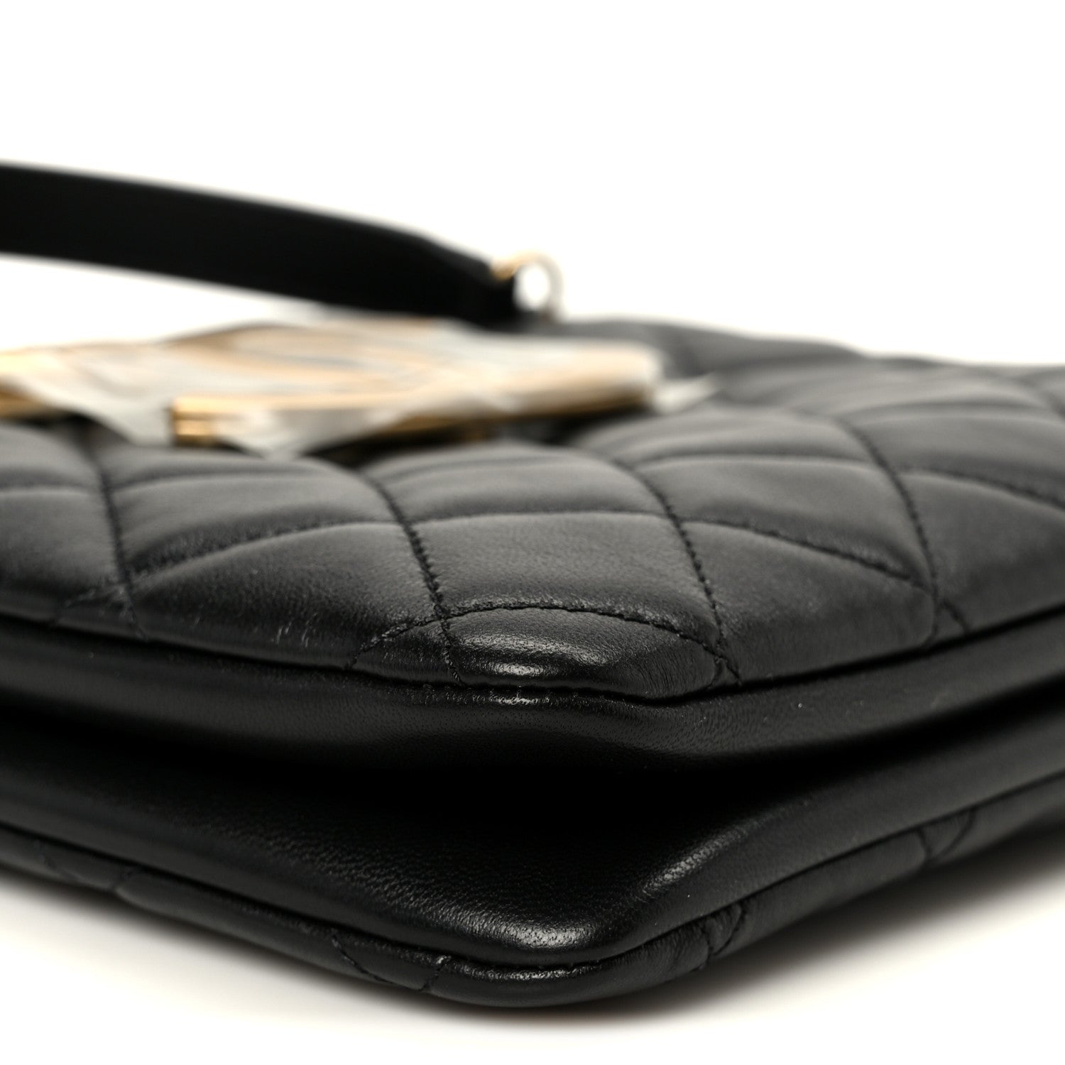 Lambskin Quilted Giant CC Shoulder Bag Black Black