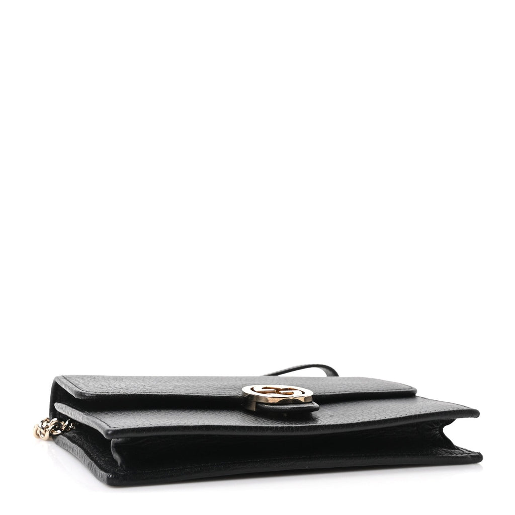 Dollar Calfskin Interlocking G Chain Wallet Black