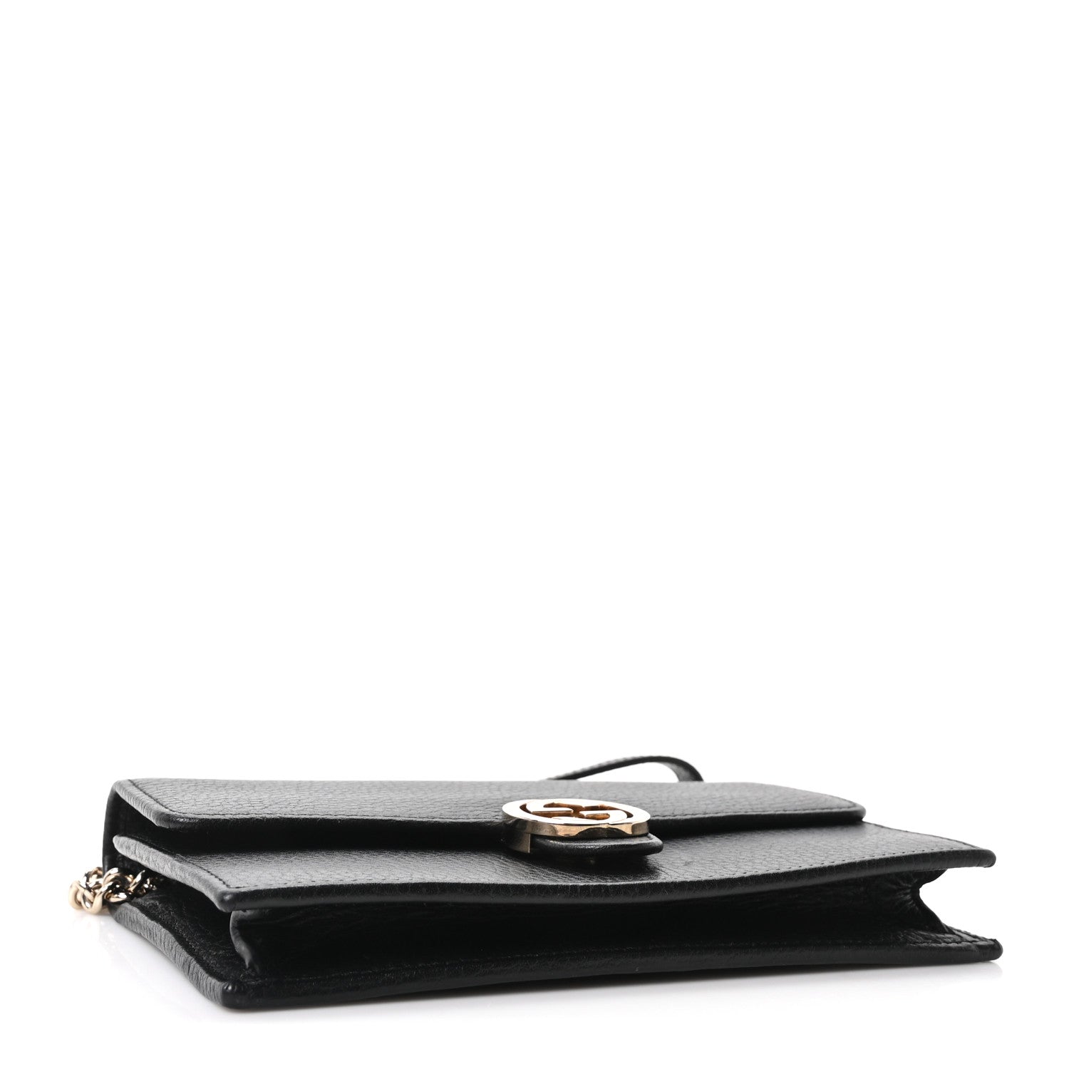 Dollar Calfskin Interlocking G Chain Wallet Black