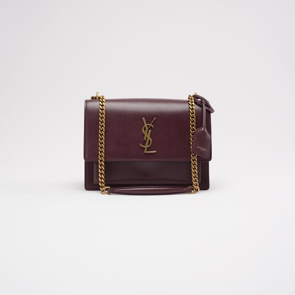 Saint Laurent Burgundy Calfskin Medium Monogram Sunset 2018