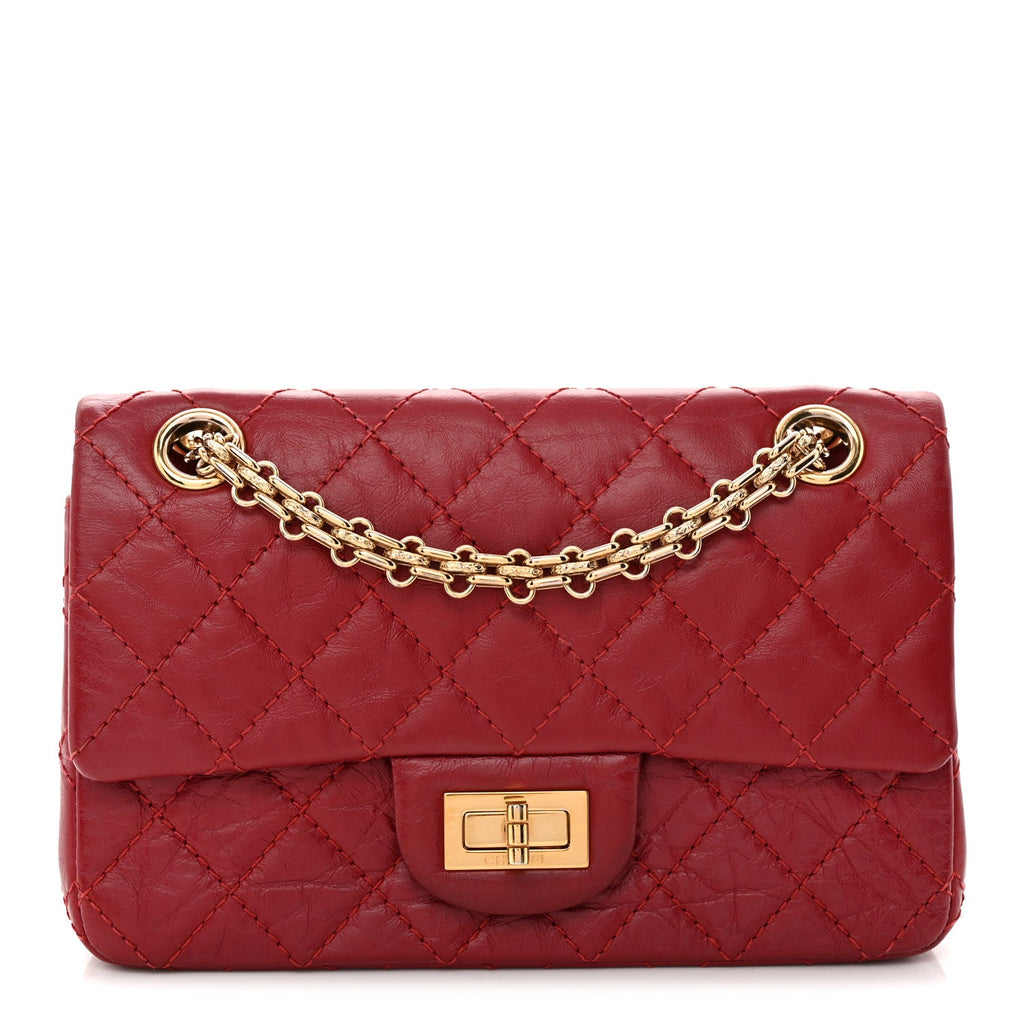 Aged Calfskin Quilted 2.55 Reissue Mini Flap Red