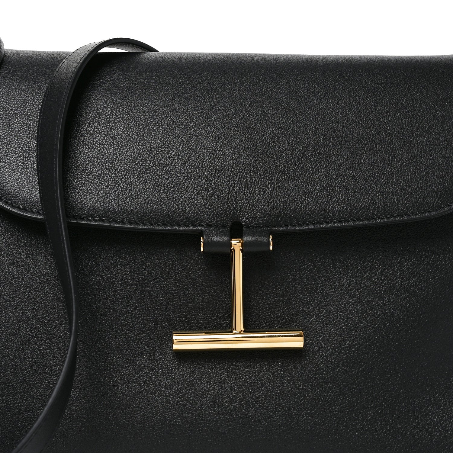 Natural Grain Calfskin Tara Medium Shoulder Bag Black