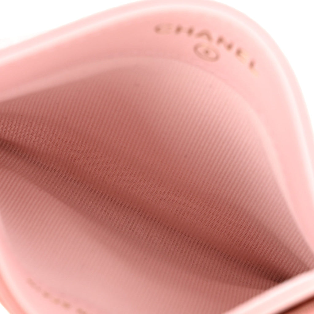 Caviar Quilted Crystal Card Holder Pink