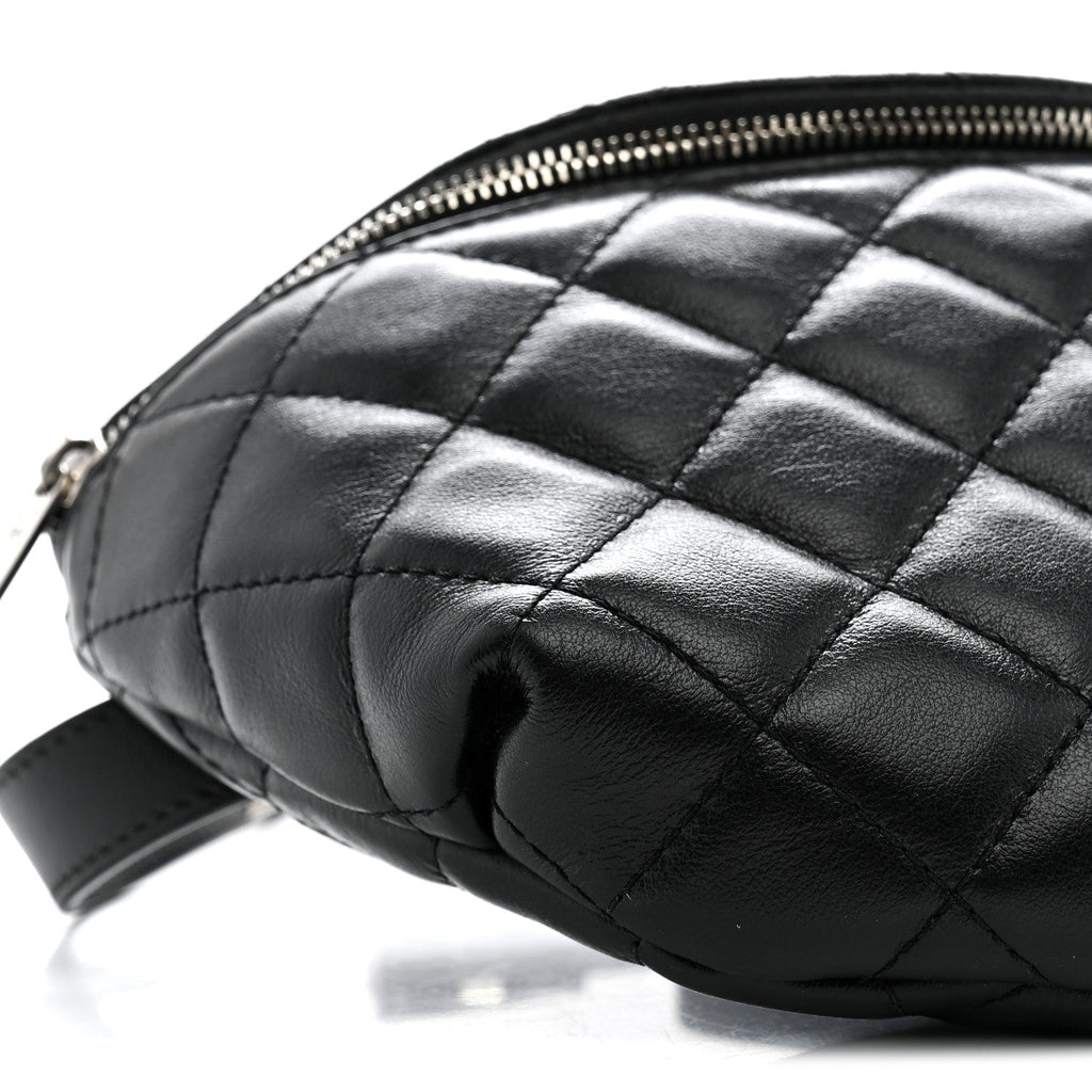 Calfskin Quilted Uniform Waist Belt Bag Black