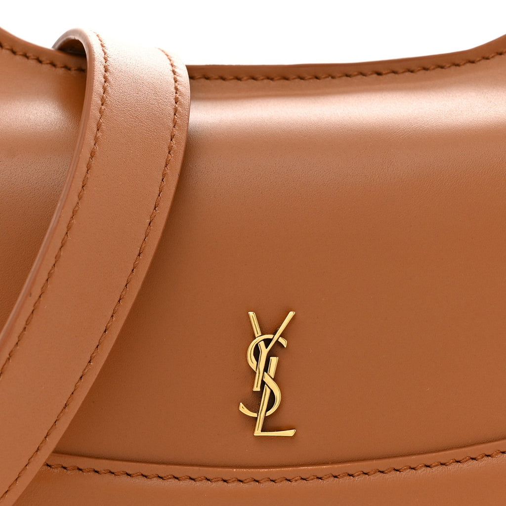 Smooth Calfskin Small Charlie Shoulder Bag Miel Dark