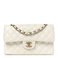 Caviar Quilted Small Double Flap White