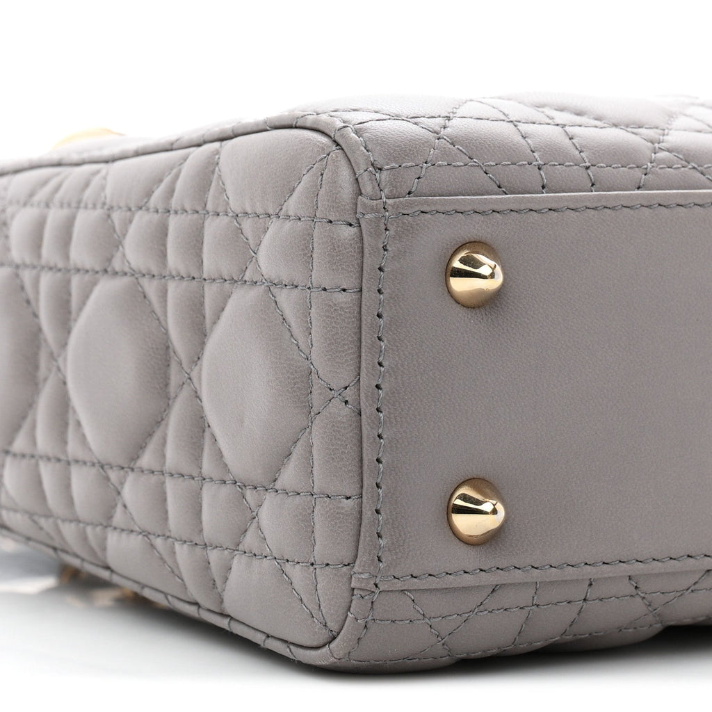 Lambskin Cannage Small Lucky Badges My Lady Dior Grey