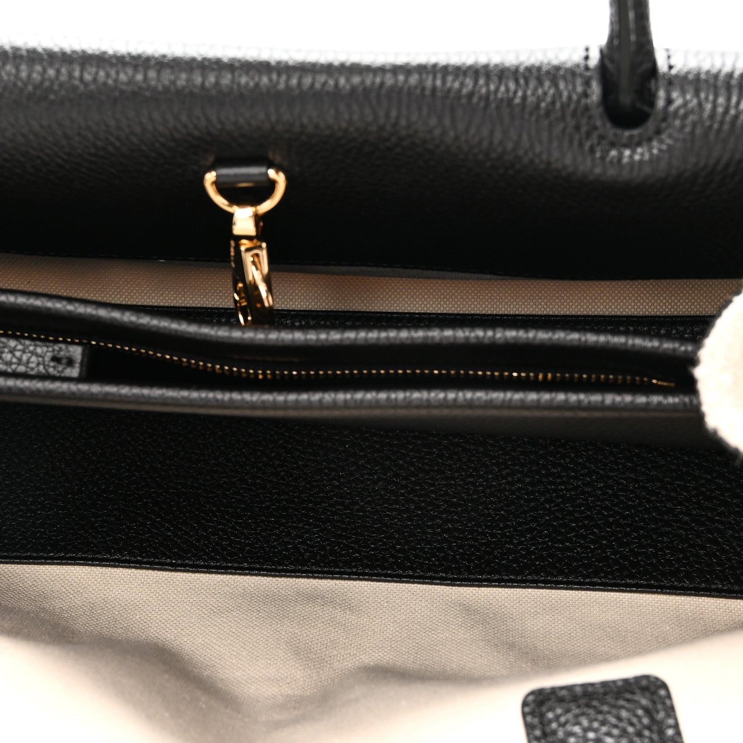 Grained Calfskin Boucle Urban Essentials Small Shopping Bag Ecru Black